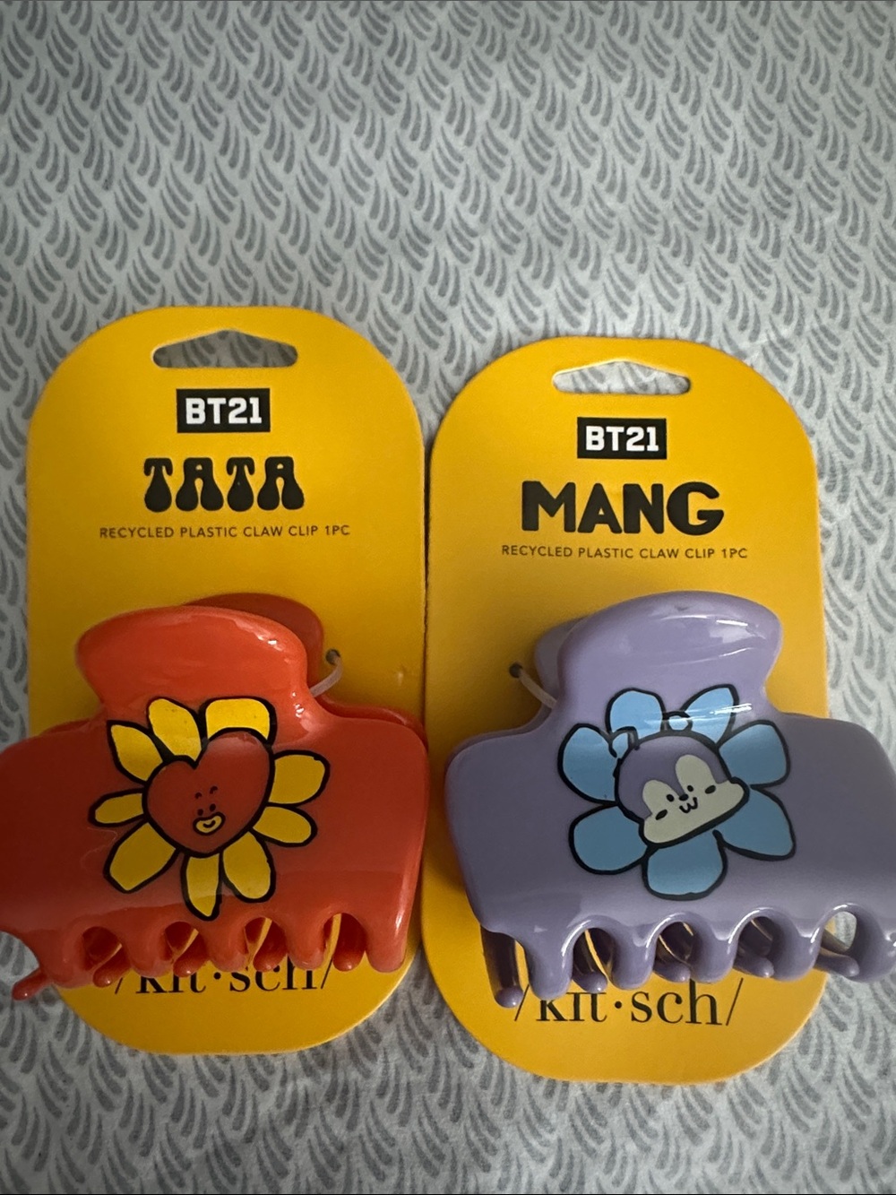 Kitsch BT21 Claw Clips - Red Orange & Lavender (2-Pack)
